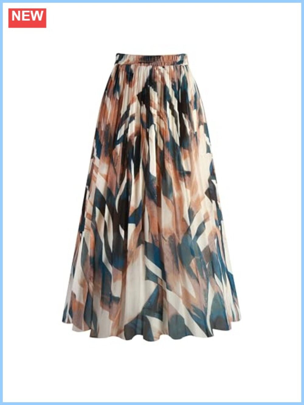 Pleated A-Line Midi Chiffon Skirt High Waist Lined